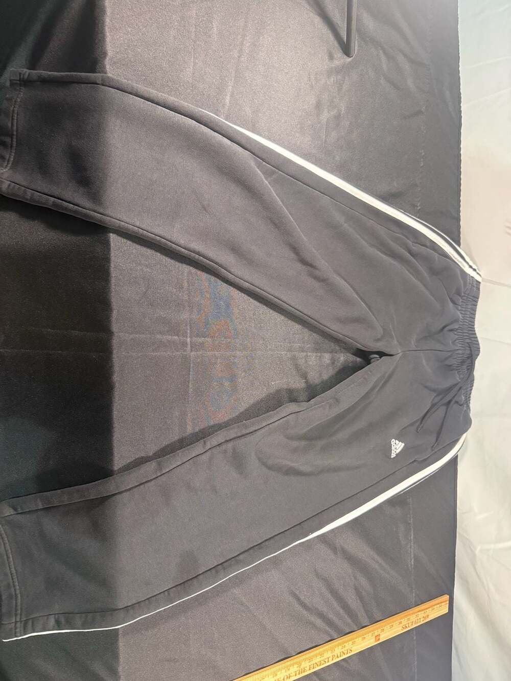 Adidas Black straight leg joggers with White Stripes, Size Medium